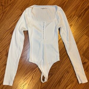 A&F White Long Sleeve Bodysuit